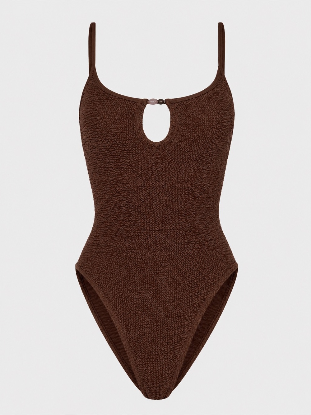 Hunza G Mia Beaded One Piece Swimsuit Metallic Chocolate One Size NWT - Picture 3 of 5
